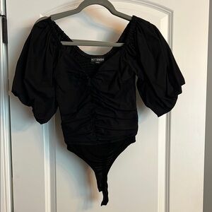 KITTENISH Black Ruched Women's Bodysuit